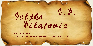 Veljko Milatović vizit kartica